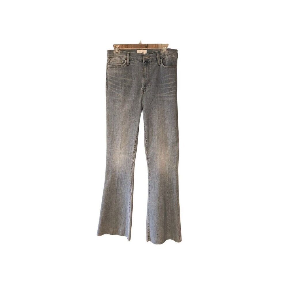 New FRAME Le Easy Flare High Rise Raw Hem Light Blue Jeans Babitz Size 29 - Picture 8 of 15
